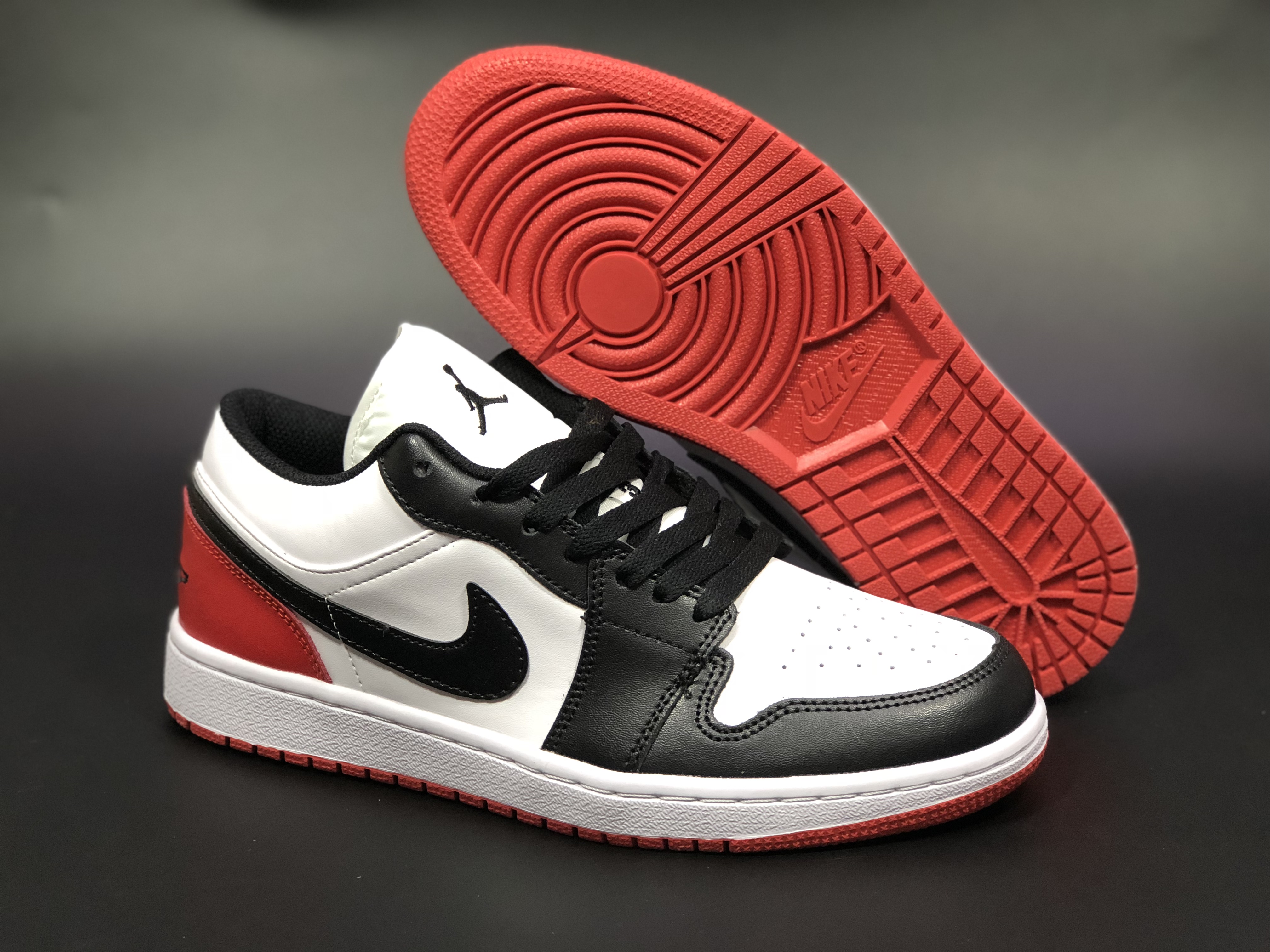 Air Jordan 1 Low Toe White Black Red Shoes For Women